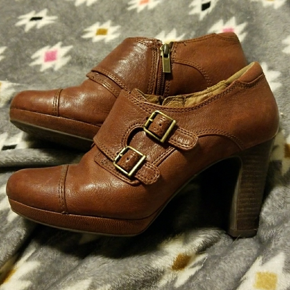 Monkstrap heeled booties